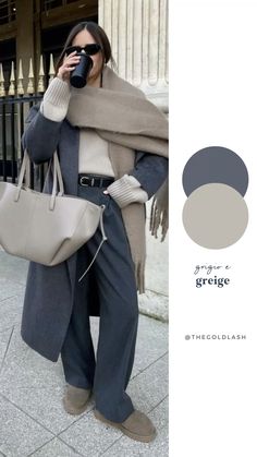 Abbinamento grigio e greige | Grey and greige outfit Greige Outfit, Grey Monochromatic Outfit, Monochromatic Outfit, Grey Outfit, Soft Summer, Cloak, Chic Outfits, Grey, Color