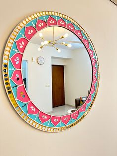 Size - 24inch Super Clay Art, Art Drawings Painting, Super Clay, Wall Hanging Decorations, Mirror Decor Ideas, Mirror Wall Hanging, Stylish Mirror