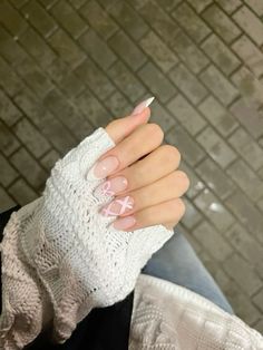 Cute Nails No Charms, Cocette Nail Ideas, Coquette Nail Inspo Almond, Cocette Aesthetic Nails, Nail Designs Simple Almond, Gel X Nails French, Ballet Core Nails, Cute But Simple Nails, Nails Cute Simple