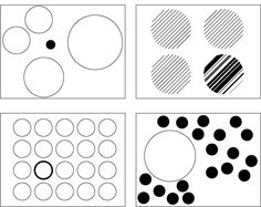 four different shapes and lines are shown in black and white, each with dots on them