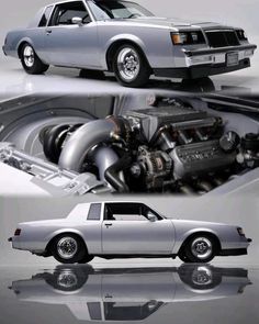 an old car is shown in three different pictures