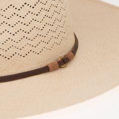 - toquilla straw sustainably harvested  - teardrop crown  - natural color no dyes  - exterior band | leather and bronze + leather and removable horsehair stampede strap  - interior sweatband | cotton  - crown height | 10 cm  - interior reinforcement added inside the pinch for longevity and shape-retention Adjustable Brown Toquilla Straw Hat Band, Adjustable Natural Fedora For Everyday, Woven Toquilla Straw Hat Bands For Rodeo, Adjustable Toquilla Straw Hat Band Country Style, Everyday Adjustable Toquilla Straw Fedora, Adjustable Everyday Panama Hat In Toquilla Straw, Brown Toquilla Straw Hat Bands For Ranch, Adjustable Beige Western Panama Hat, Adjustable Natural Straw Hat For Ranch