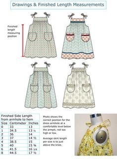 sewing pattern for girls'skirts and finished length measurements