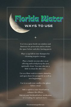 Florida Water Cologne is tried and true and widely use spirtual tool amongst several systems with endless uses and modalities. This is a quick and practical list of some of its most common uses-and a couple not so common. #spiritualtools #hoodoo #floridawater #spiritualcleansing #spirtualprotection Water Spells, Magical Stuff, Magical Universe, Witchy Tips