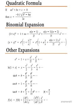 the formula for quadtictical and binominal expressions