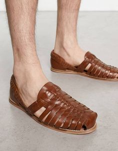 ASOS DESIGN woven sandals in tan leather | ASOS Summer Brown Huarache Sandals With Leather Footbed, Brown Huarache Sandals With Leather Footbed For Summer, Casual Leather Huarache Sandals With Ankle Strap, Brown Leather Huarache Sandals With Ankle Strap, Brown Leather Ankle Strap Huarache Sandals, Brown Woven Leather Open Toe Huarache Sandals, Brown Ankle Strap Huarache Sandals With Leather Footbed, Leather Huarache Sandals With Woven Sole For Spring, Brown Woven Leather Sandals For Spring