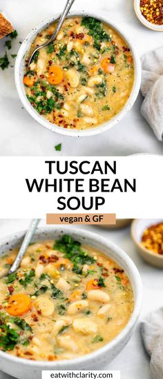 two bowls of tuscann white bean soup