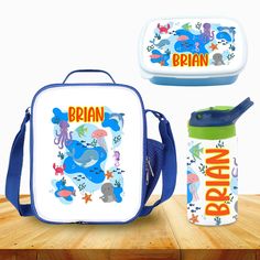 🎒 Introducing Our Ultimate Personalized School Bundle! 🎒 Get your child ready for school in style with our comprehensive Personalized School Bundle. This all-in-one set includes a lunch bag, snack box, and water bottle, all customizable with your child's name. Perfect for keeping meals fresh, drinks cold, and snacks secure, this bundle is designed to make school days easier and more enjoyable. 🌟 Why Choose Our School Bundle? 🌟 *Complete Set: This bundle includes a personalized lunch bag, sna White Lunch Box For Back To School, White Rectangular Lunch Box For School, Blue Lunch Box For Back To School Gift, Multicolor Rectangular Lunch Box For Daycare, Playful Blue Lunch Box Gift, Personalized Rectangular Lunch Box For School, Playful Blue Lunch Box For Daycare, Personalised Kids Water Bottle, Personalized Lunch Bags