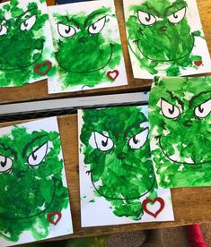 Peek Christmas Craft, How The Grinch Stole Christmas Activities Preschool, The Grinch Preschool Crafts, Tree Rex Christmas, Christmas Prek Art, Christmas Craft 2 Yo, Preschool Christmas Painting, Grinch Handprint Craft For Kids, Preschool Christmas Canvas Art