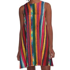 Loose-fit, mid-length sleeveless dress with silky handfeel. Printed on both sides. Machine washable. Size range XS-2XL. Bohemian Multicolor A-line Mini Dress, Bohemian A-line Multicolor Mini Dress, Multicolor Shift Midi Dress, Multicolor A-line Sundress, Multicolor A-line Midi Dress For Beach, Bohemian Multicolor A-line Sleeveless Dress, A-line Multicolor Midi Dress For Beach, Multicolor Bohemian Sleeveless Midi Dress, Multicolor Bohemian Midi Sleeveless Dress