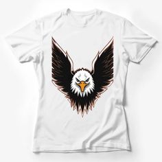 Majestic Eagle Graphic T-Shirt, Bold American Eagle with Spread Wings, Unisex Tee Female T-Shirt Custom graphic T-Shirt.Customize your color White Crew Neck T-shirt With Front Print, White T-shirt With Sublimation Print For Fans, Fan Apparel T-shirt With Graphic Design, Crew Neck, Fan Apparel Graphic T-shirt Crew Neck, Fan Apparel Graphic Design Crew Neck T-shirt, White Crew Neck Shirt Fan Apparel, White Crew Neck Shirt For Fans, White Sublimation Print T-shirt For Fans, White Sublimation Print Crew Neck T-shirt