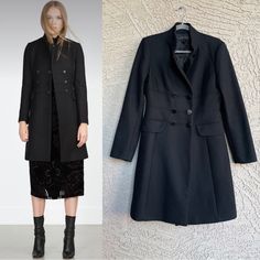 Zara Mid-Length Black Wool Coat W/ Defined Snap Waist Lined Snap Closure Faux Flap Pockets Euc Pit To Pit: 18" Flat Waist: 16" Flat Center Length: 39" Black Wool Coat, Zara Jackets, Zara Black, Black Wool, Mid Length, Wool Coat, Trench Coat, Zara, Jackets For Women