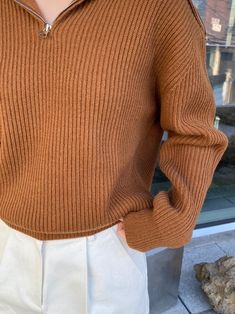 A long-sleeved collared knit in wool cashmere blend. Half zip with wide oversized collar. Model is in MINUSEY ONE SIZE. ✔️ Free worldwide express shipping over $100✔️ Loved by 6,500+ customers✔️ Limited edition collections, maximum style⠀⠀⠀⠀⠀⠀⠀⠀⠀Stay ahead of the trend with can’t-find-anywhere-else staples. Your closet will thank you 💕* MINUSEY ONE SIZE = EU 34-38, US 2-6* 90% Superfine Wool / 10% Cashmere* Dry clean* Made in Korea - Model Height: 172cm/5'7" (US2, EU34) Oversized V-neck Polo Sweater For Fall, Wool Turtleneck Polo Sweater For Fall, Fall Wool Turtleneck Polo Sweater, Fall Chunky Knit Long Sleeve Polo Sweater, Wool V-neck Sweater With Ribbed Cuffs For Fall, Fall Oversized Polo Sweater With Ribbed Collar, Oversized Fall Polo Sweater With Ribbed Collar, Fall Long Sleeve Chunky Knit Polo Sweater, Oversized Polo Sweater With Ribbed Collar For Fall