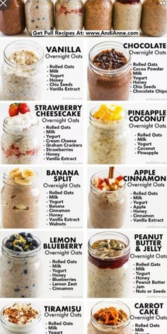 the ultimate overnight oatmeal recipe is shown in this poster, with instructions to make