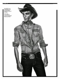 Sebastian Sauve + More Channel Cowboy Styles for August Man Shoot Texas Man, French Models, Studio Photoshoot, Male Magazine