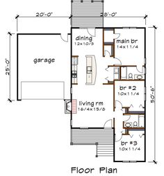 the floor plan for a small house with two bedroom and an attached living room area