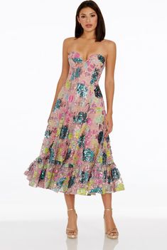 Dress the Population Carina Sequin Appliqué Midi Dress | Nordstrom Sequin Appliques, Strapless Midi Dress, Dress The Population, Nordstrom Dresses, Bodice, Midi Dress, Fashion Dresses, Nordstrom, Floral