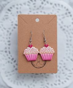 Looking for a Valentine's Day gift for a loved one, a friend, or yourself? These pink cupcake earrings are a perfect match! They are lightweight, hypoallergenic, & nickel-free. 🤍 Nickel-free Pink Earrings For Birthday, Sweet Drop Earrings For Gift, Sweet Drop Earrings As A Gift, Playful Earrings For Valentine's Day Gift, Playful Earrings As Valentine's Day Gift, Playful Personalized Pink Earrings, Sweet Pink Nickel-free Jewelry, Pink Jewelry With Matching Earrings For Birthday, Sweet Pink Hypoallergenic Jewelry