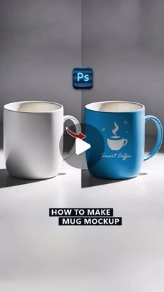 two coffee mugs side by side with the text how to make mug mockup