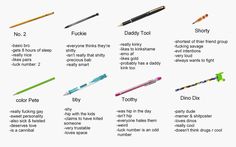 the different types of pens and pencils that are used in writing, including pen tips