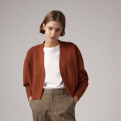 Zara Open Front Knit Jacket With Long Cuffed Sleeves. Brick Color, Brand New With Tag Size L. Armpit To Armpit 25” And Beyond, Length 18.5” Size M: Armpit To Armpit 24” And Beyond, Length 18.5” Size S: Armpit To Armpit 23” And Beyond, Length 18.5” Chic Brown Knit Outerwear, Knitted Outerwear For Everyday In Fall, Elegant Brown Knit Outerwear, Brown Knitted Cardigan For Workwear, Wool Knitted Outerwear For Work, Knitted Wool Outerwear For Work, Brown Wool Cardigan For Spring, Chic Textured Knit Sweater Coat For Fall, Zara Sweater With Ribbed Cuffs For Fall