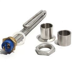 an assortment of nuts and fittings on a white background