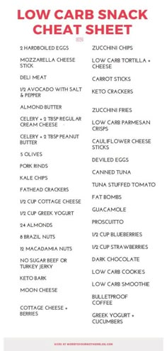 Low Carb snacks! If you’re looking for low carb snacks for weight loss, get this free printable list of the best healthy low carb snacks! Whether you’re looking for something sweet or crunchy or need high protein snack ideas for the keto or Atkins diet, you’ll find a favorite healthy snack here! Healthy Low Carb Snacks, Keto Healthy, Low Carb Snack, Low Carb Life, Protein Snack, Low Carb Tortillas, Makanan Diet