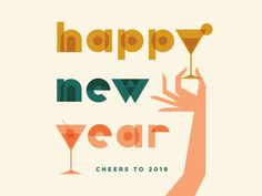 a happy new year card with a hand holding a martini glass and the words cheers to 2013