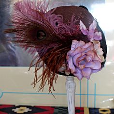 Victorian French Style Hat in Brown Lace and Mauve Accents- - Blanche's Place Victorian Adjustable Hats For Vintage Events, Victorian Curved Brim Costume Hat, Victorian Hats Woman 1880, Adjustable Brown Victorian Hat, Victorian Feather Hat, Lace Crown, Lace Crowns, Victorian Hats, Hat Tutorial