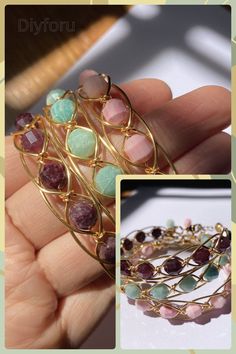 Each radiant gemstone,carefully selected for its unique [properties,harmonizes your chakras and promotes,harmonizes your chakras and promotes a sense of inner peace. #bracelet#wirewrap#wirejewelry#Diyjewelry#handmadejewelry#DIYbracelet#bohobracelet#wire work#crystal Copper Wire Bangle Jewelry Gift, Gold Wire Wrapped Crystal Bracelet As Gift, Gold Wrap Bracelet With Natural Stones For Gift, Gift Wire Wrapped Round Bangle, Wire Wrapped Bangle Wrap Bracelet As Gift, Metal Wrap Bracelet As Gift, Gift Crystal Bangle Bracelet Hand Wrapped, Adjustable Wire Wrapped Crystal Bangle Bracelet, Hand Wrapped Crystal Bangle Bracelet As Gift