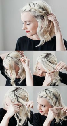 peinados de cabello corto Evening Hairstyles, Blond Balayage, Corte Bob, Hair Styles 2017, Hoco Hair Ideas, Trending Hairstyles, Braids For Short Hair