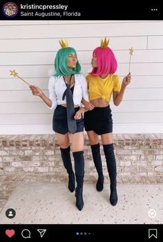 Two Women Halloween Costumes, Which Costumes For Women, Cosmo E Wanda Costume, 90s Cartoons Costumes, Halloween Concept Costumes, Cosmo And Wanda Costume Best Friends, Cosmo And Wanda Halloween Costumes, Cosmo And Wanda Costumes, Cosmo Y Wanda Disfraz