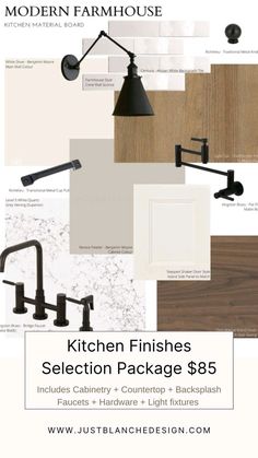 the kitchen finishes selection package $ 85 includes cabinetry, countertops, and light fixtures