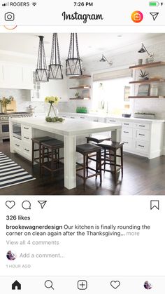 the instagram page on instagram shows an image of a kitchen