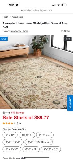 an area rug is on sale for $ 899 at the end of this page