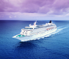 a cruise ship in the middle of the ocean