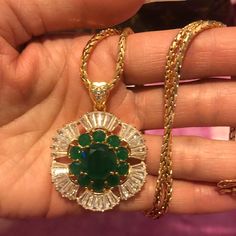 Beautiful Elegant Emerald Green Pendant Necklace Sets In 18k Gold Plated Custom Jewelry. “ Rhodium” This Mean This Custom Jewelry Last You Long And The Colors Stay Long It’s Don’t Turn Or Rub Out Fast. I Never Have Any Bad Feedback From My Customers They Love The Style And It’s Oook Like The Real Think .. Offer Are Welcome... Please Check Out My Closet .. Thank You Dazzling Gold Emerald Necklace, Gold Round Emerald Necklace Hallmarked, Gold Round Hallmarked Emerald Necklace, Formal Gold Emerald Necklace With Round Pendant, Gold Emerald Round Necklace, Dazzling Gold Emerald Necklace As Gift, Dazzling Gold Emerald Necklace Gift, 17 Jewels Gold Plated Emerald Necklace As Gift, Gold Emerald Necklace With Jewels In Fine Jewelry Style