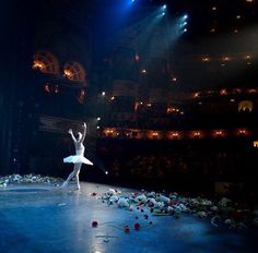 a ballerina is performing on the stage