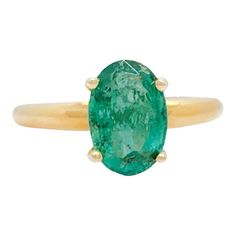 Beautiful 1.83 ct. emerald oval in a handmade 14k yellow gold ring.  Ring size 5.75.  Metal: Yellow Gold Stone: Emerald Stone Cut: Oval Cut  Dimensions reference the ring size and are not specific to the ring itself. Exact ring dimensions are not provided. Please reach in the seller Q&A for questions. Yellow Gold Emerald Ring With Oval Cabochon, Yellow Gold Emerald Ring Oval Cabochon, Heirloom Oval Emerald Ring, Oval Emerald Ring In Gold, Heirloom Oval Green Emerald Ring, Heirloom Oval Emerald Ring With Ethical Gemstones, Heirloom Oval Emerald Ring As May Birthstone, Gold Oval Emerald Ring, Oval Gold Solitaire Emerald Ring