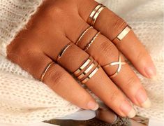 Classic Romantic Style, Fashion Ring Set, Rings Set For Women, Geometric Rings, Geometric Ring, Bohemian Rings, Finger Rings, Gold Geometric, Rings Set