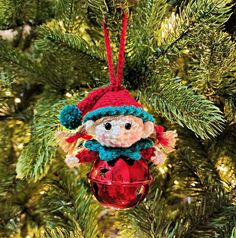 a christmas ornament hanging from a tree