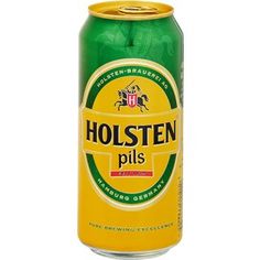 a can of holsten pils beer on a white background