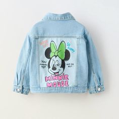 Nwot Minnie Mouse Disney Graffiti Zara Denim Jacket Size: 4-5 Beautiful Little Girl Toddler Denim Jacket Never Worn Denim Jacket With Shirt Collar And Long Slaves. Front Button Closure. Flap Patch Pockets With Button Closure At Chest. Minnie Mouse Print At Back And Embroidery Detail At Chest Toddler Jean Jacket Zara Zara Denim Jacket, Disney Jacket, Disney Print, Toddler Jeans, Paperbag Pants, Mouse Print, Disney T, Lilo Stitch, Disney Tshirts