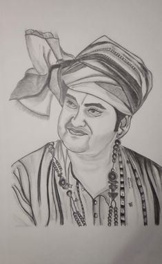 a drawing of a man wearing a turban