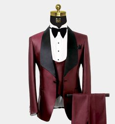 Burgundy Tux, Best Tuxedo, All Black Tuxedo, Male Neck, Cool Tuxedos, Tuxedo Prom, Black Tuxedo Suit, Prom Tuxedo, Burgundy Tuxedo