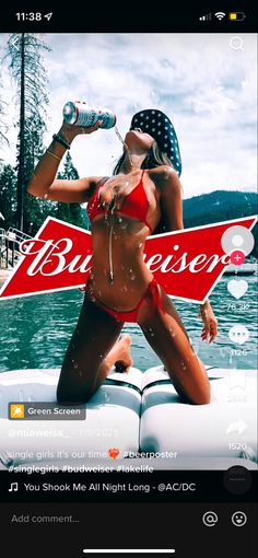 Budweiser Girls, Boudiour Poses, Beer Pictures, Lake Photoshoot, Bouidor Photography, Beer Photos, Beer Girl, Poster Diy, Beer Poster