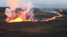 the lava flows into the ocean from an active volcano