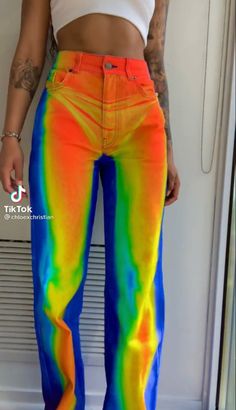 Diy Demin, Colorful Fashion Aesthetic, Paint Pants, Rave Party Outfit, Look Festival, Diy Clothes Design, Future Outfit, Indie Fashion, Fashion Design Clothes