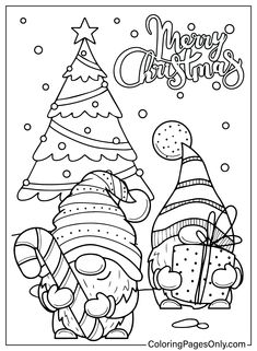 christmas coloring pages for kids with santa and snowman holding presents in front of a merry tree