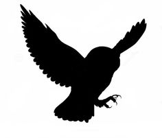 a black and white silhouette of a bird with wings spread in the air, on a white background